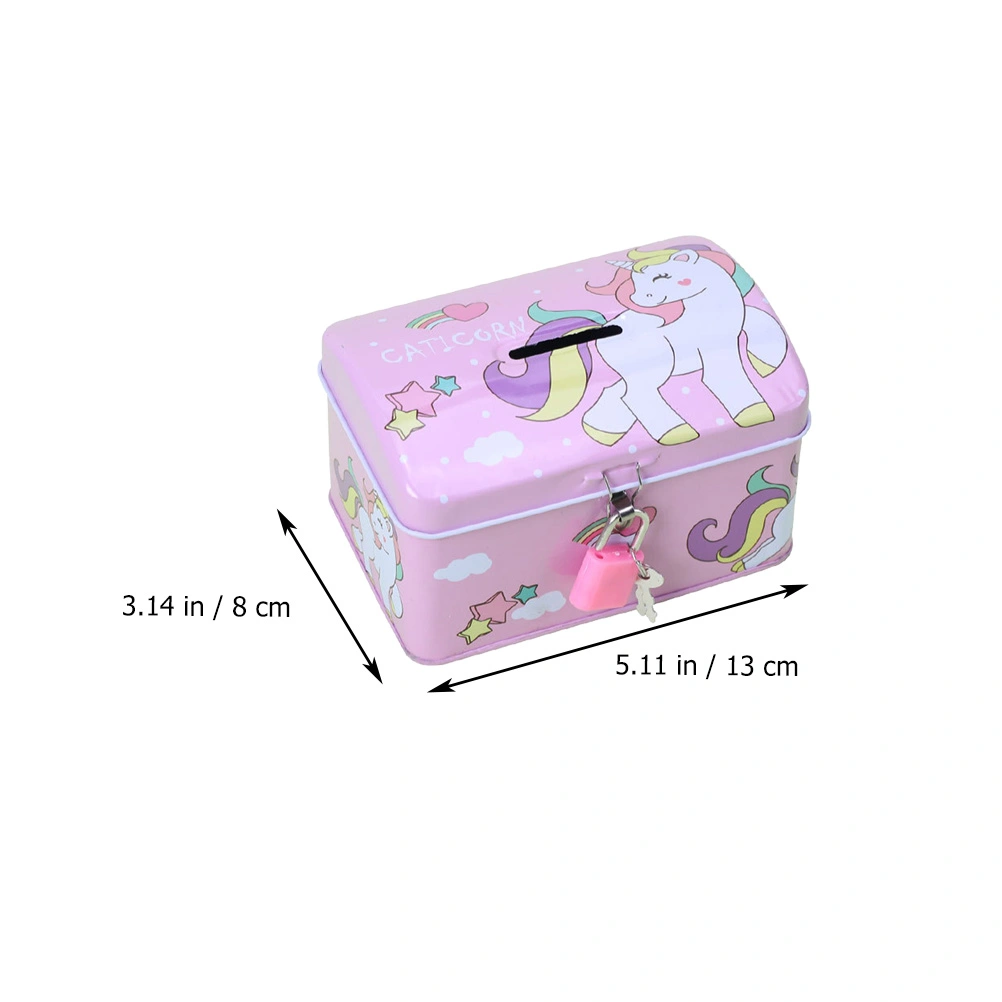 Unicorn Printing Tin Saving Pot Cartoon Piggy Bank Lovely Money Pot with Lock