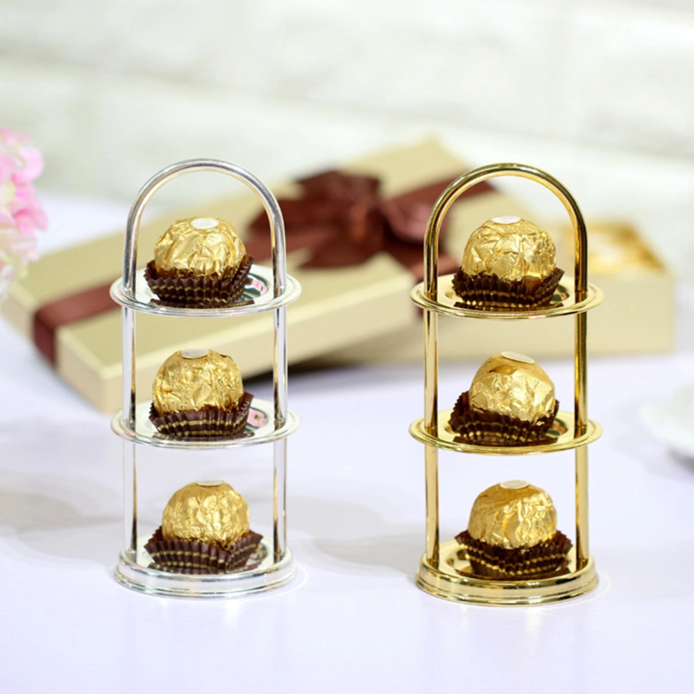 Three-layer Chocolate Display Stand Mini Dessert Placement Rack Party Serving Platter for Afternoon Tea Birthday Anniversary Wedding (Silver)