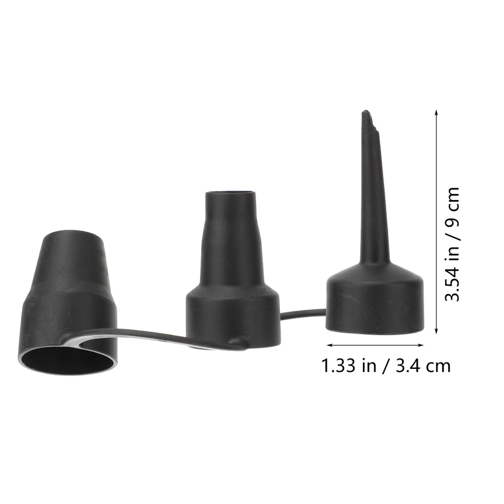 2 Sets 3 Sizes Plastic Nozzle Pump Nozzle Head Air Inflator Adaptor Replacement Nozzles (Black)