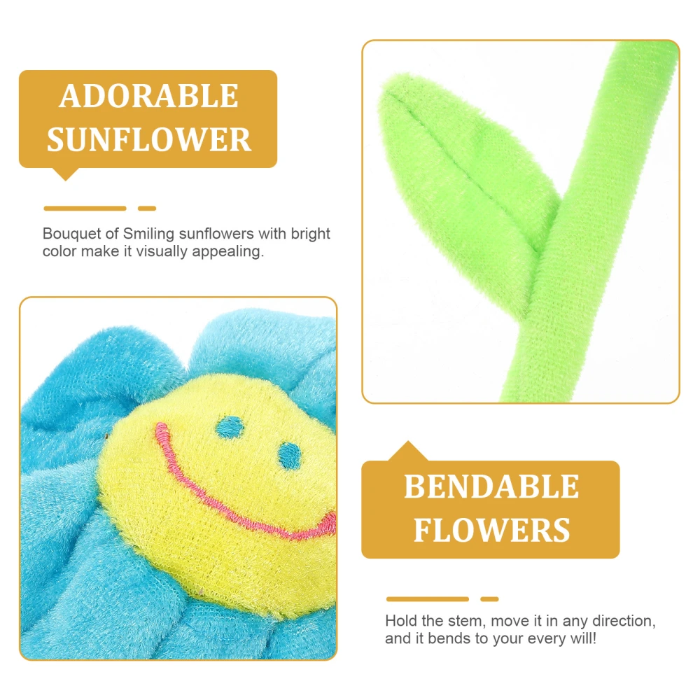 10pcs Plush Flower Bendable Stems Colorful Stuffed Sunflower Curtain Buckles