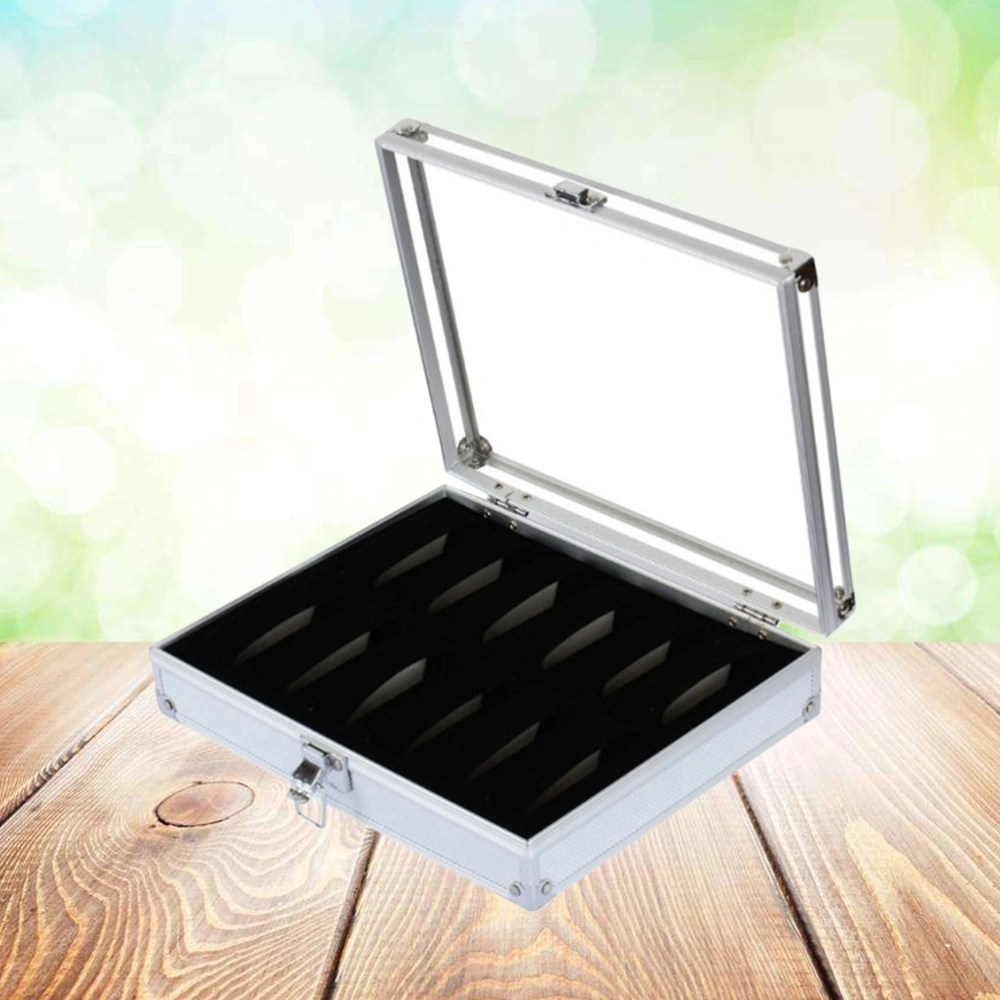 Useful Aluminium Watches Box 12 Grid Slots Jewelry Watches Display Storage Box Square Case Suede Inside Watch Holder