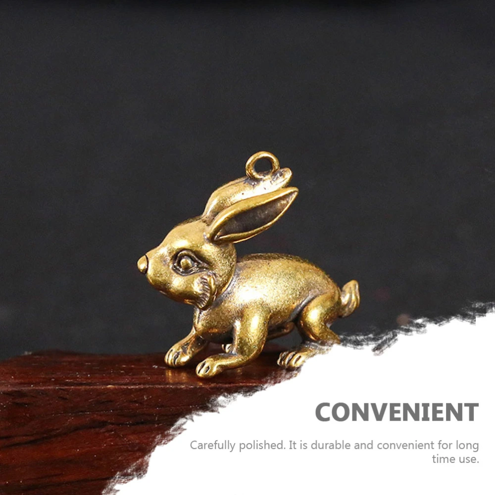 2pcs Rabbit Key Ring Chinese Zodiac Rabbit Copper Cash Keychain Bag Pendant