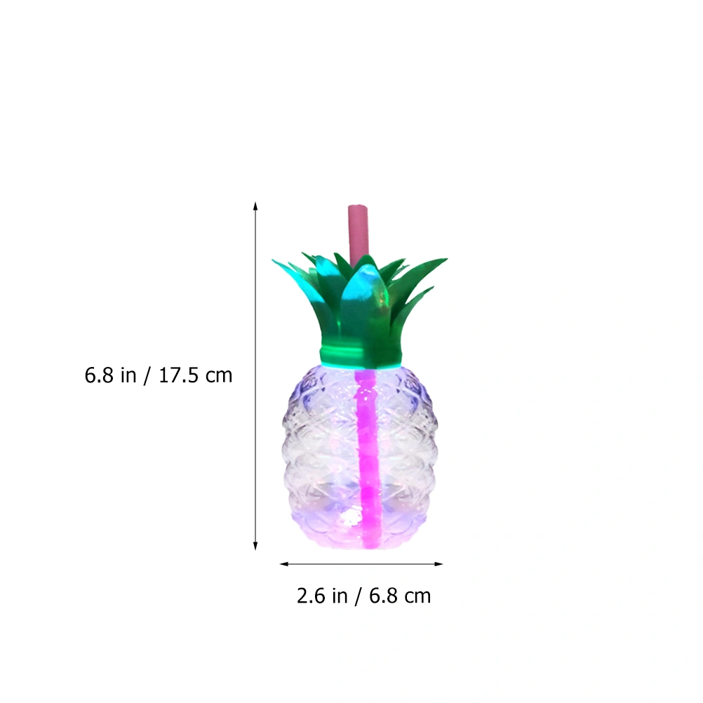 3Pcs 500ml Pineapple Shaped Drinking Cups Party Cups with Straw and Light Random Color