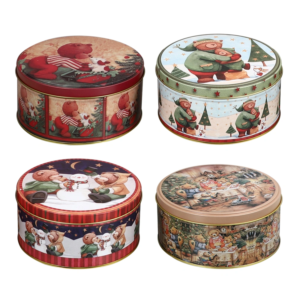 4 Pcs Christmas Tinplate Cases Candy Biscuit Storage Cases Cookie Boxes (Mixed Style)