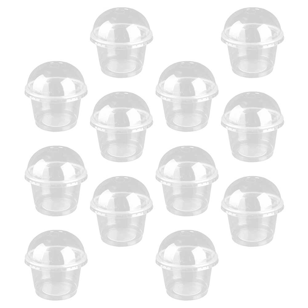 20pcs 250ml Disposable Transparent Salad Dessert Cups with Cover (Transparent)