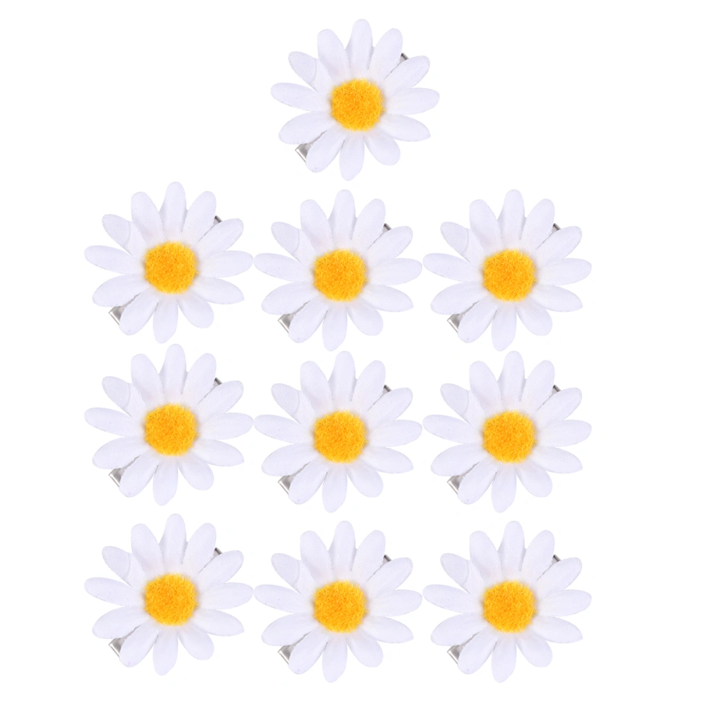 10pcs Daisy Hair Clips Sunflower Fresh Hair Barrettes Hair for Ladies and Girls (White)