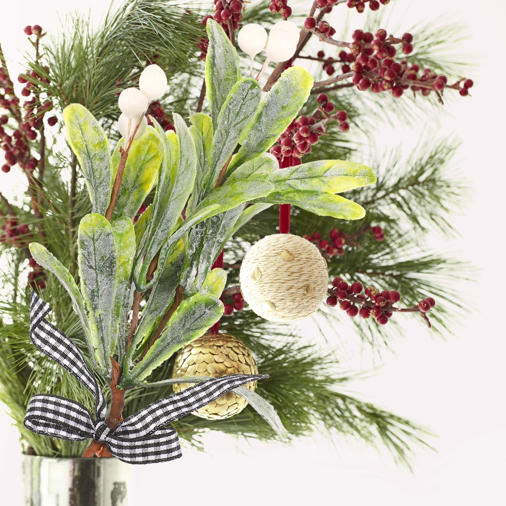 Artificial Mistletoe Pick with White Berries Fake Christmas Hanging Mistletoe Branches