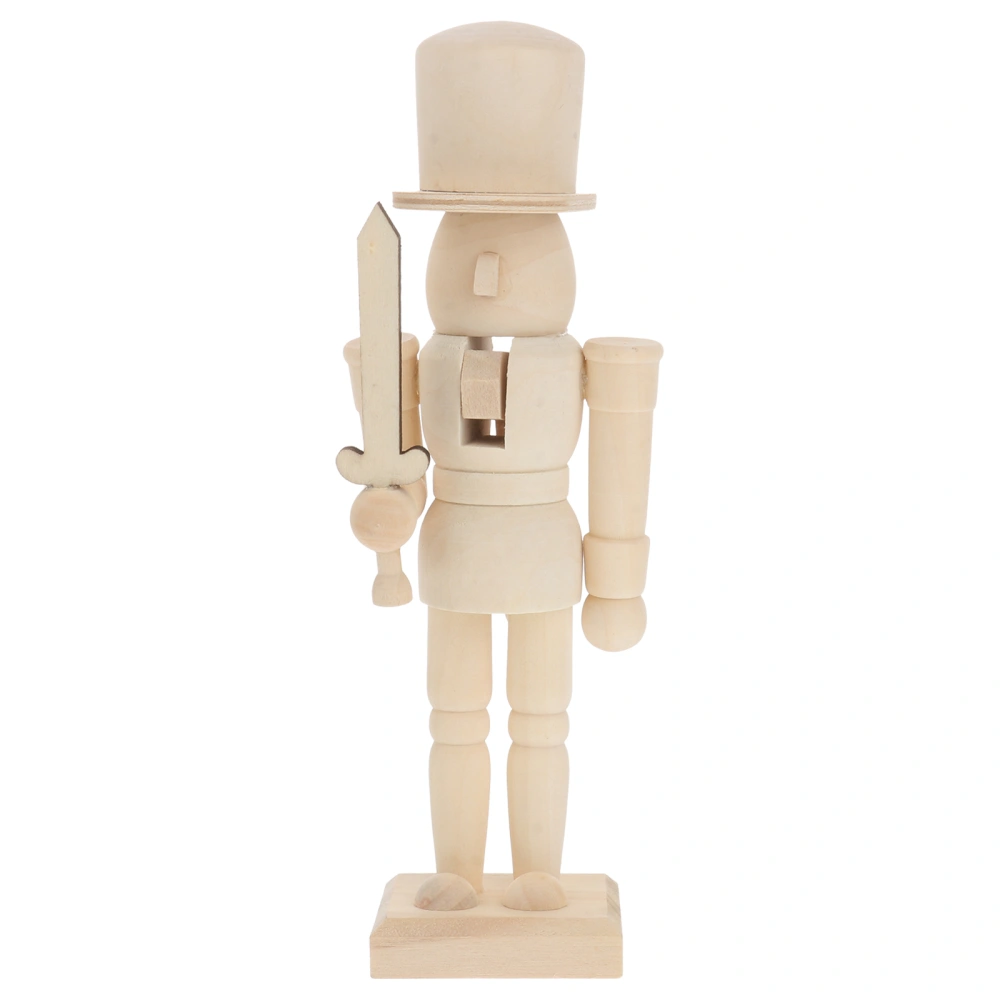 Wooden Nutcracker Soldier Adornment Wooden Nutcracker Craft DIY Graffiti Adornment