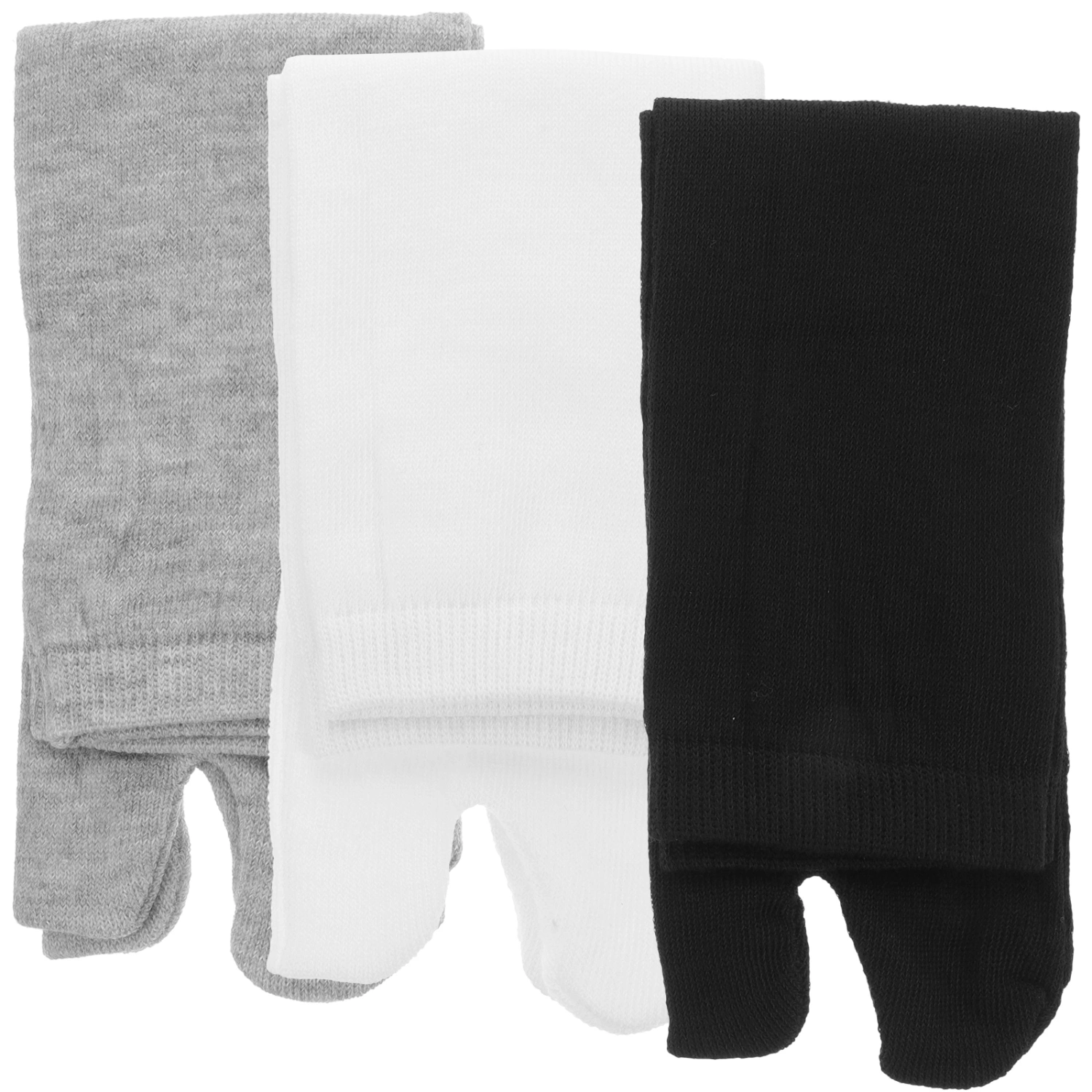 3 Pairs of Elastic Polyester Cotton Tabi Toe Socks Women Toe Socks(White+Grey+Black)