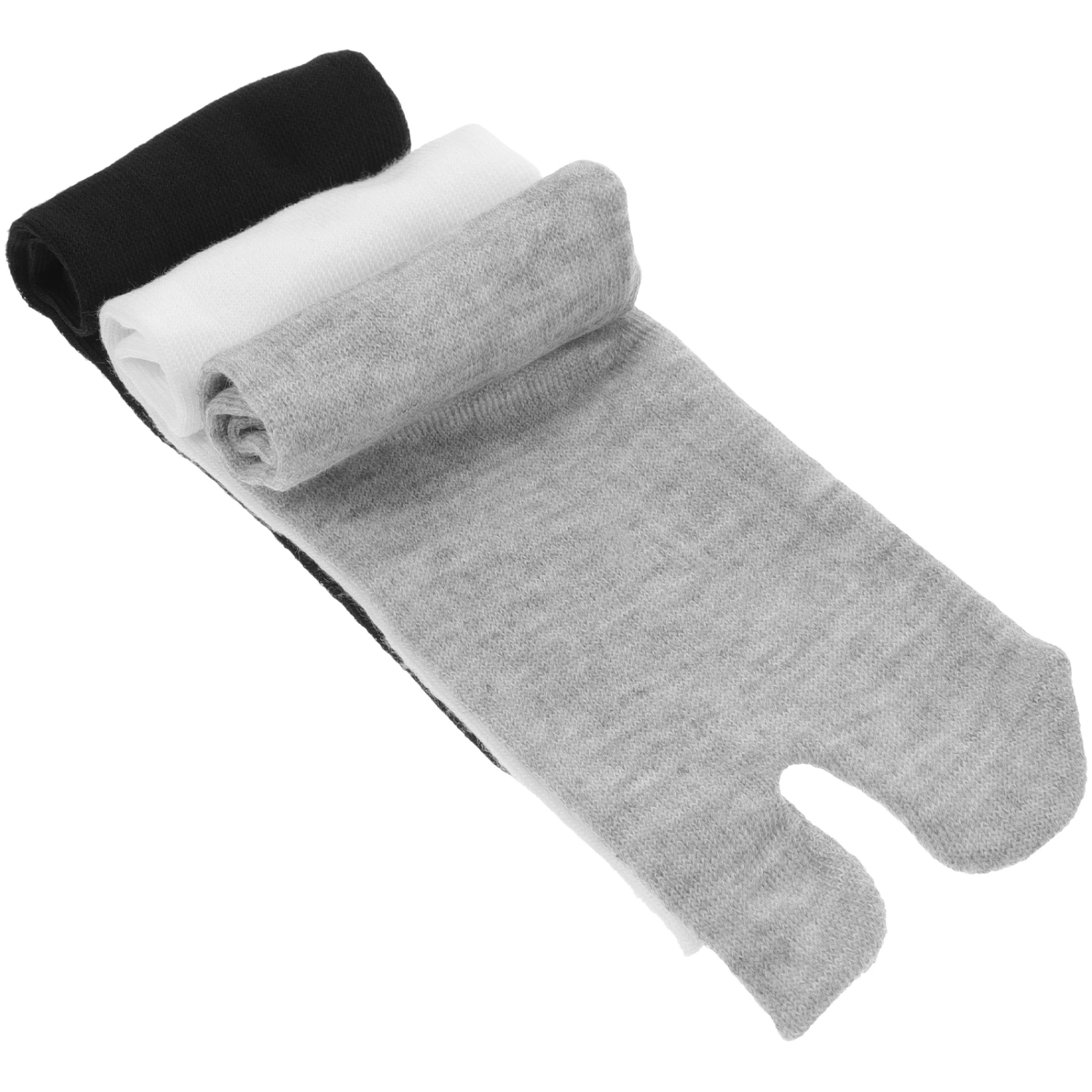 3 Pairs of Elastic Polyester Cotton Tabi Toe Socks Women Toe Socks(White+Grey+Black)