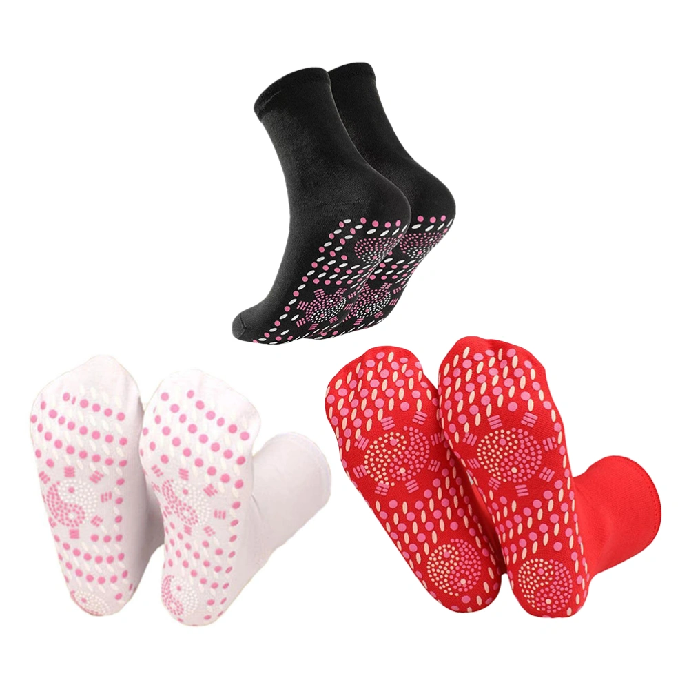 3 pairs of Winter Self Heating Socks Breathable Socks Warm Socks (Assorted Color)