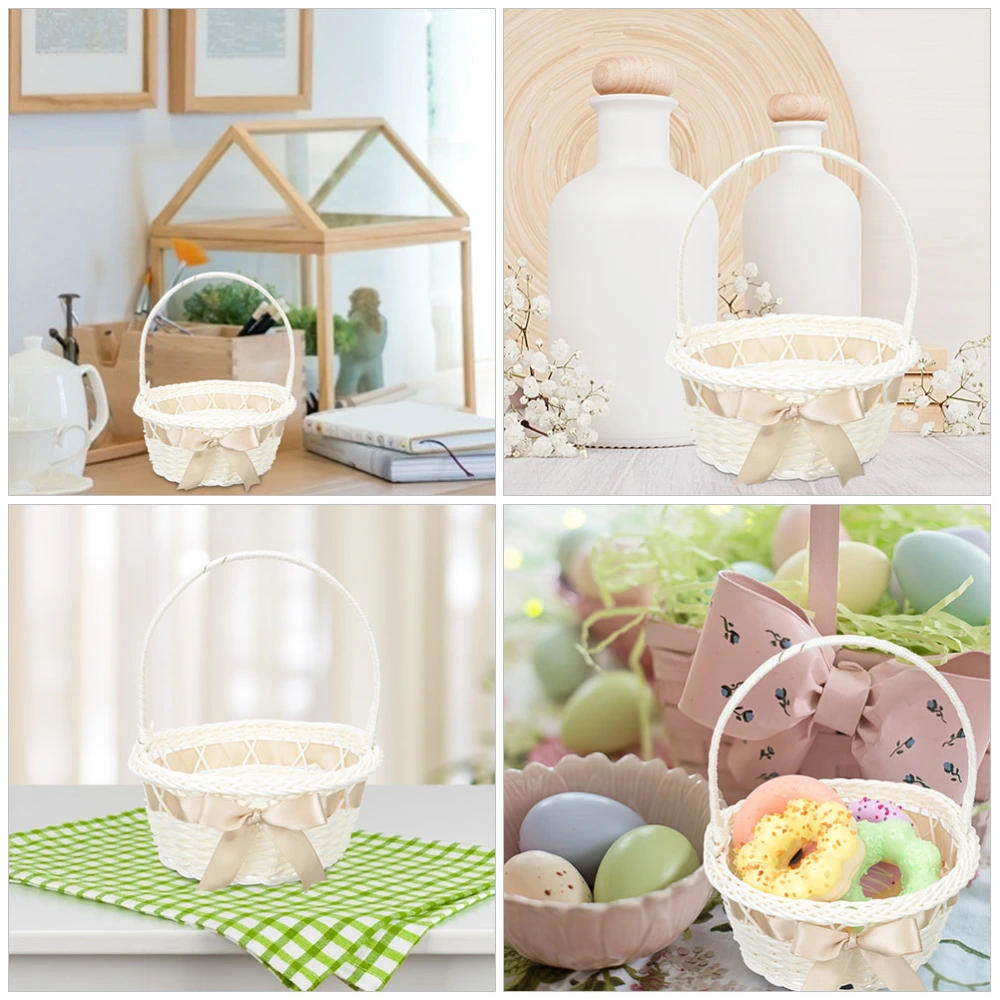 Wedding Basket Flower Petal Storage Basket Handheld Fruit Basket Bride Bow Basket