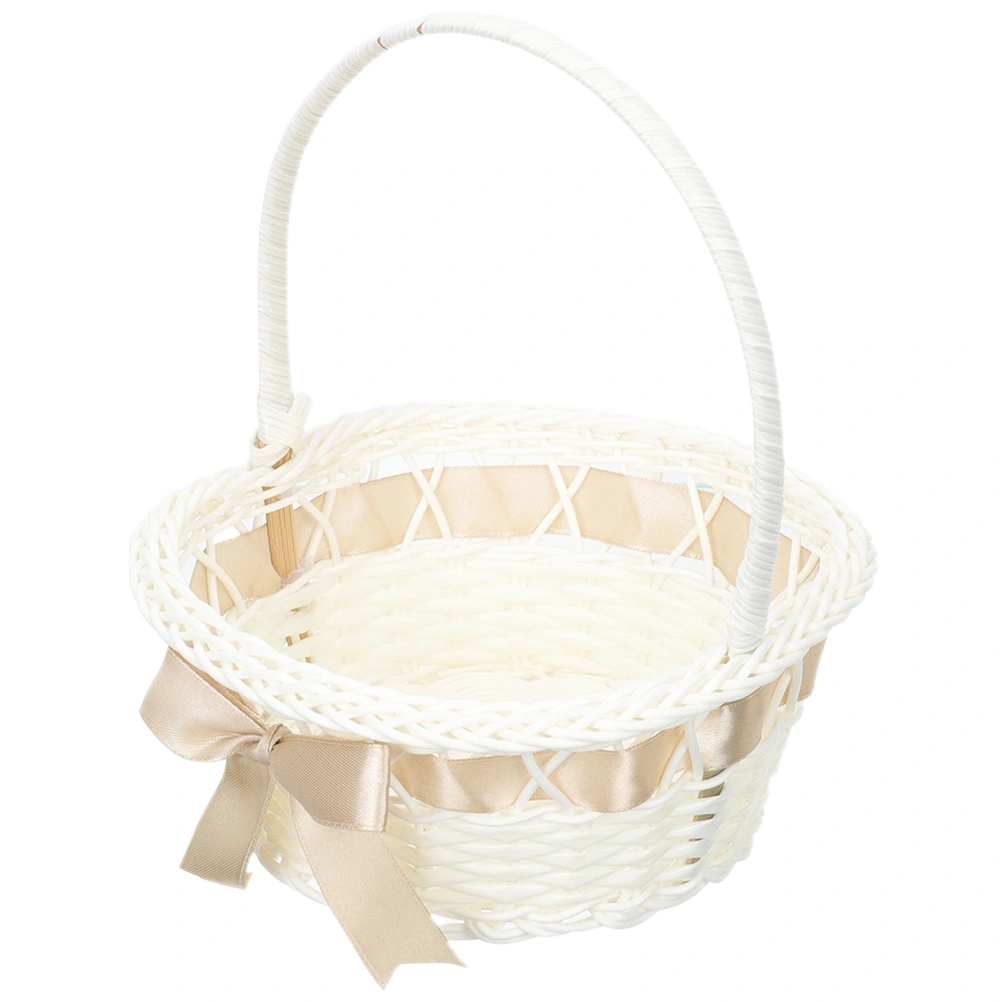 Wedding Basket Flower Petal Storage Basket Handheld Fruit Basket Bride Bow Basket