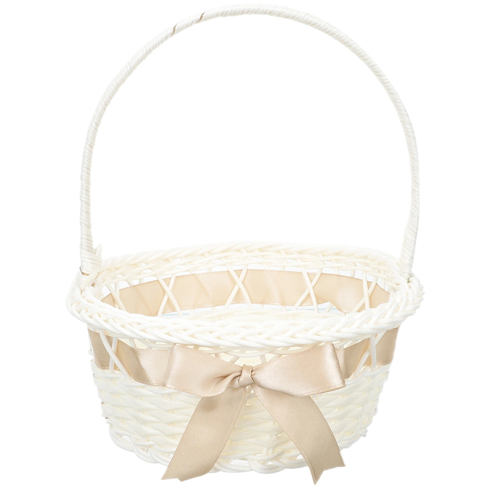 Wedding Basket Flower Petal Storage Basket Handheld Fruit Basket Bride Bow Basket