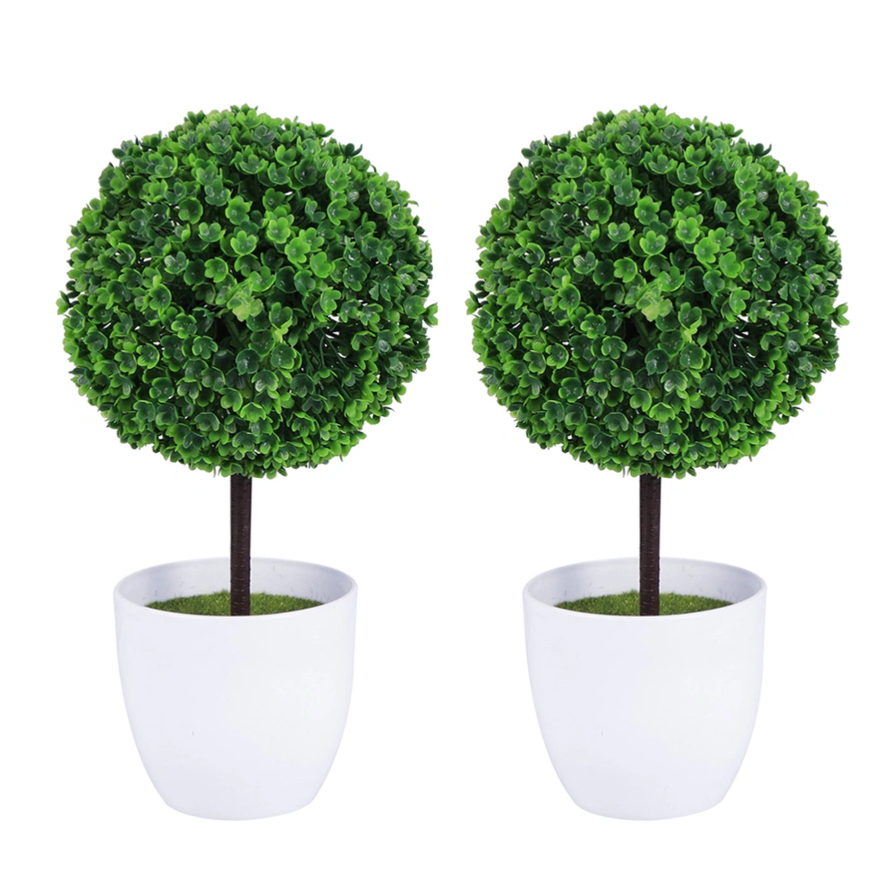 2pcs Artificial Plants Ball Simulated Plant Decorative Bonsai Plastic Flower Ball for Home Garden Decoration (Green)