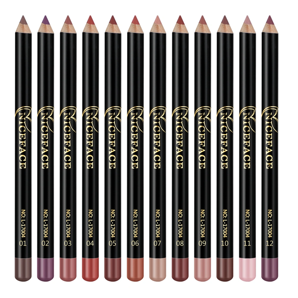 Minkissy 12Pcs Makeup Lip Liner Set Waterproof Lip Line Pencils 12 Colors Lip Shaping Pencil for Women Lady