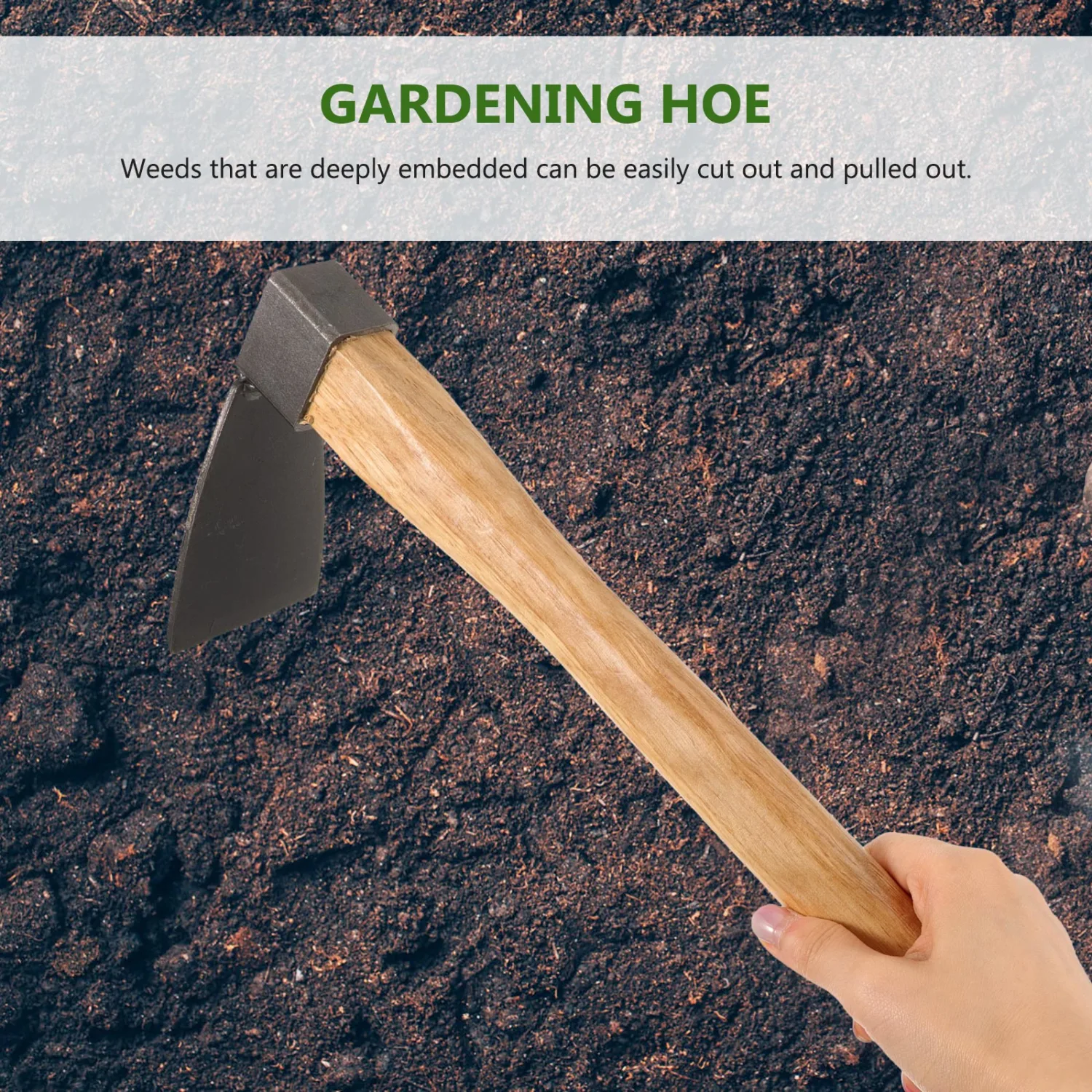 Household Wooden Handle Steel Hoe Gardening Weeding Hoe Agriculture Tool