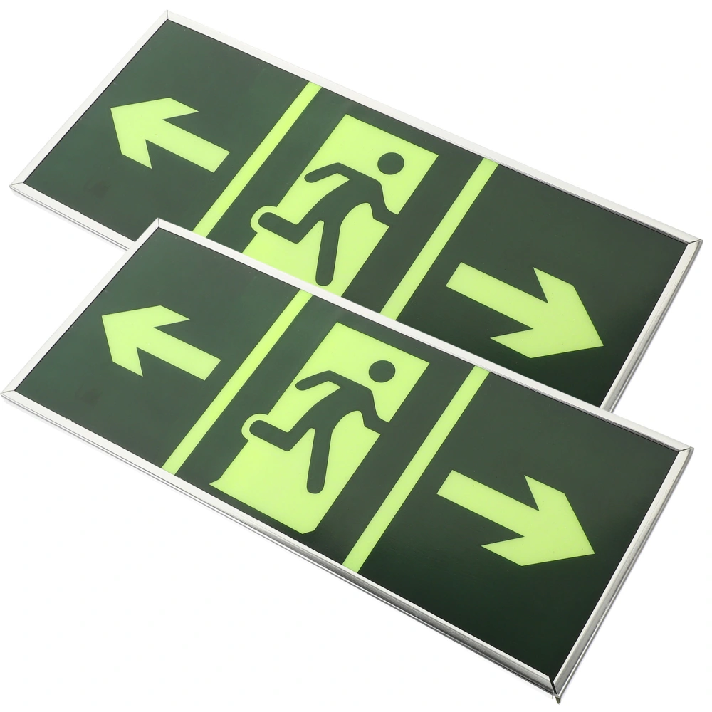 2pcs Acrylic Emergency Exit Sign Luminous Exit Sign Indicator Wall Safety Exit Sign