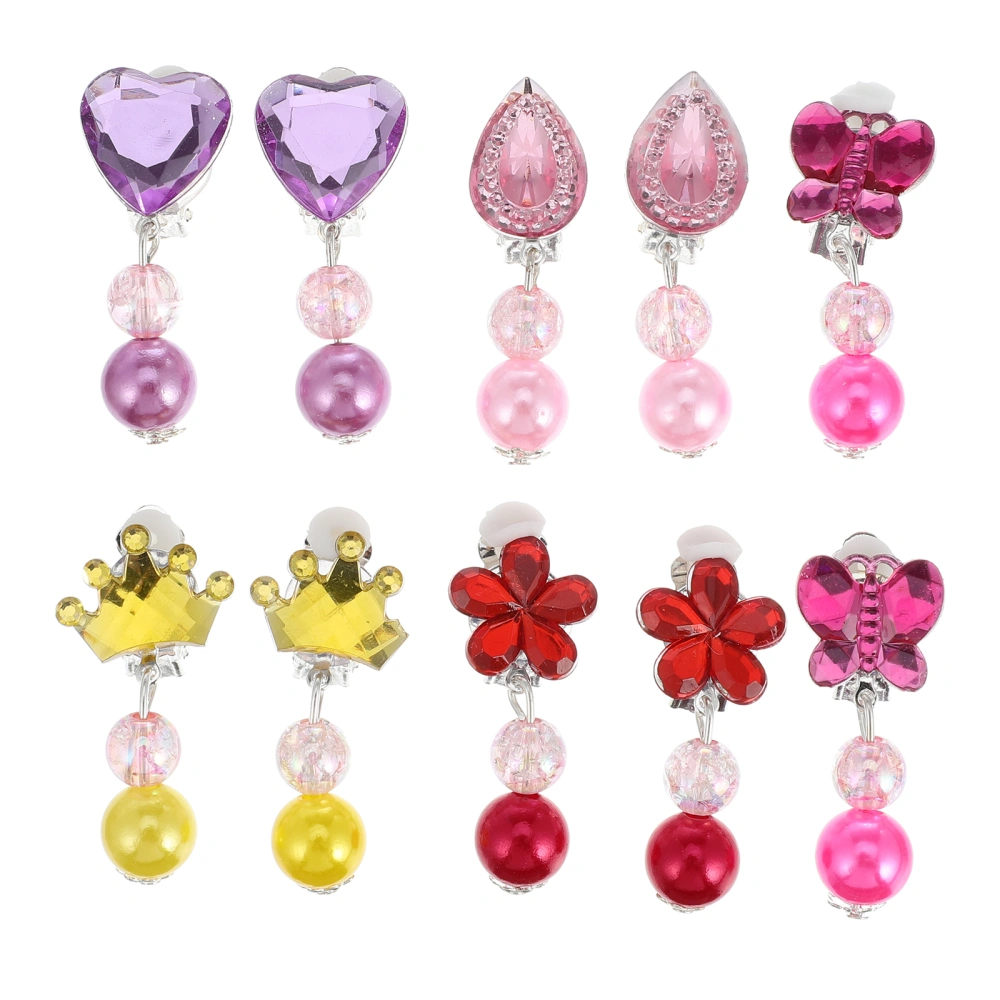 5 Pairs Beautiful Clip-on Earrings Lovely Clip on Earrings Decorations for Girls