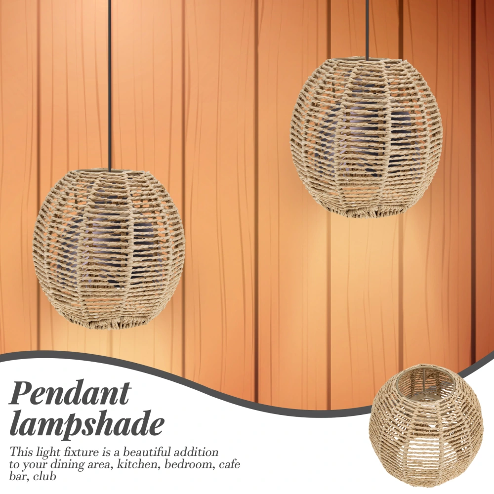 2pcs Imitation Rattan Woven Lampshade Hanging Lamp Cover Pendant Light Cover