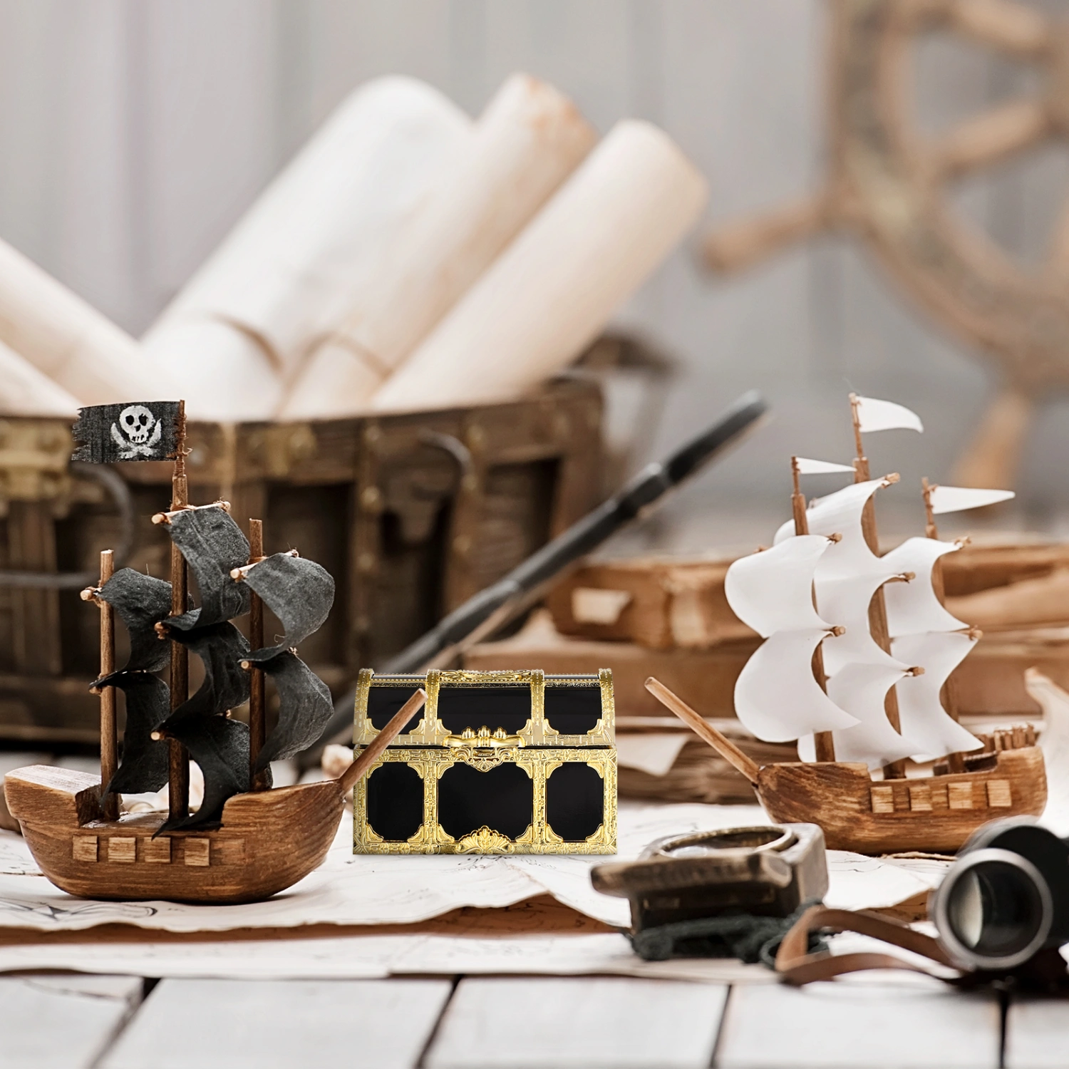 12 Pcs Treasure Chests Keepsake Vintage Decorative Pirate Boxes Wedding Gift Candy Holder Storage Cases