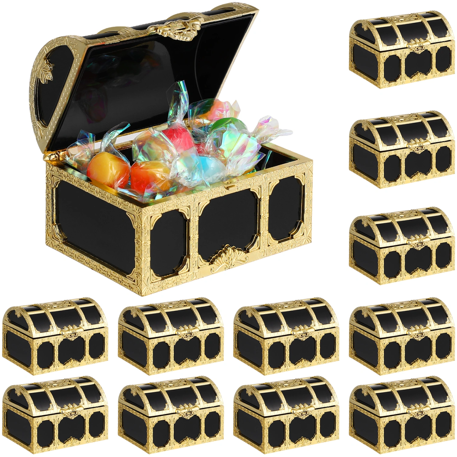 12 Pcs Treasure Chests Keepsake Vintage Decorative Pirate Boxes Wedding Gift Candy Holder Storage Cases