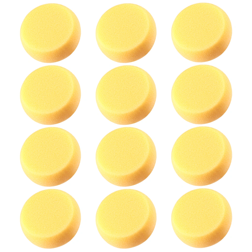 Healifty 12pcs Round Synthetic Watercolor Artist Sponges for Painting Crafts Pottery (Yellow)