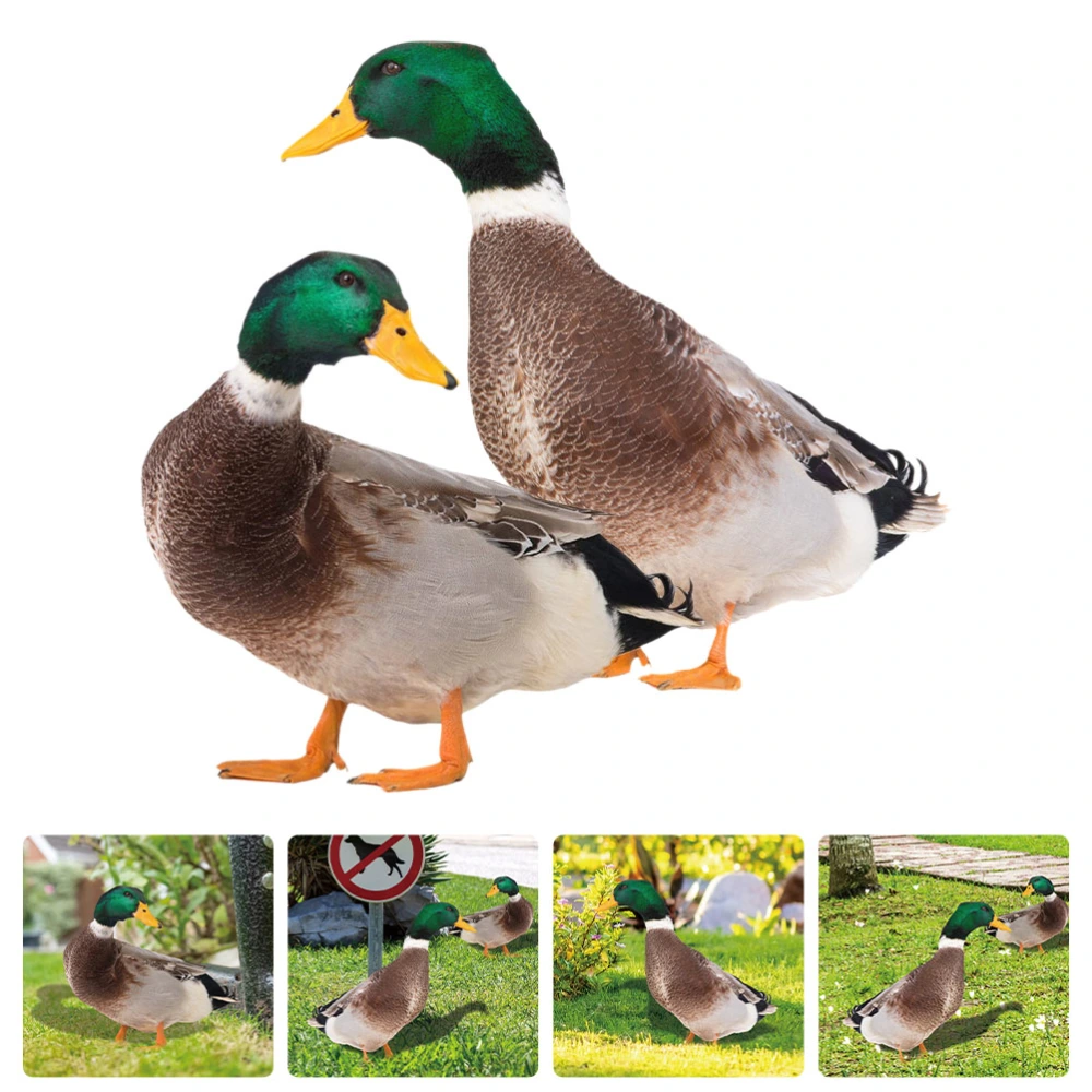 2pcs Art Duck Model Statues Decorative Duck Figurine Garden Ornaments Duck Home Sculptures