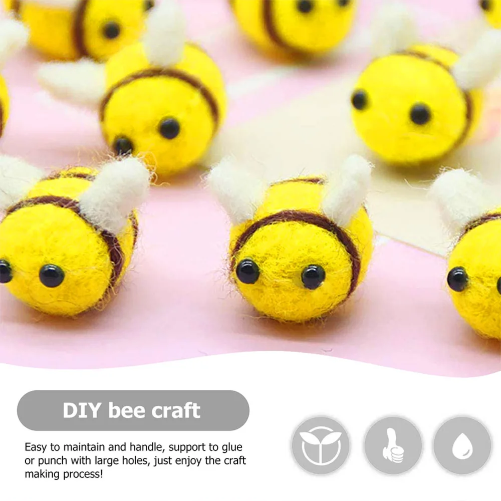 20pcs Wool Felt DIY Handmade Small Bee Accessories Hat Decorative Bee Materials