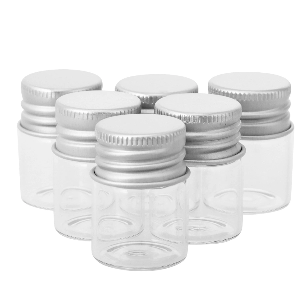 20PCS 5ml Glass Storage Bottles Aluminum Wish Jars Mini Glass Bottles Transparent Bottles