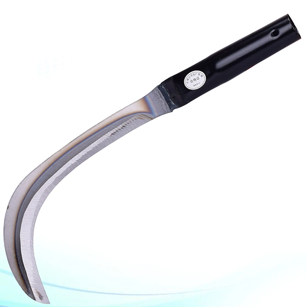 Manganese Steel Sickle Mowing Metal Sickle Durable Grass Cutting Tool Agricultural Tool for Home (Black)