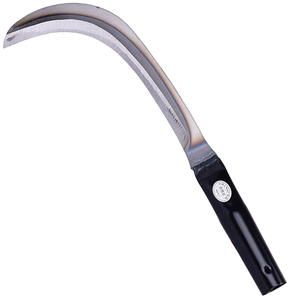 Manganese Steel Sickle Mowing Metal Sickle Durable Grass Cutting Tool Agricultural Tool for Home (Black)