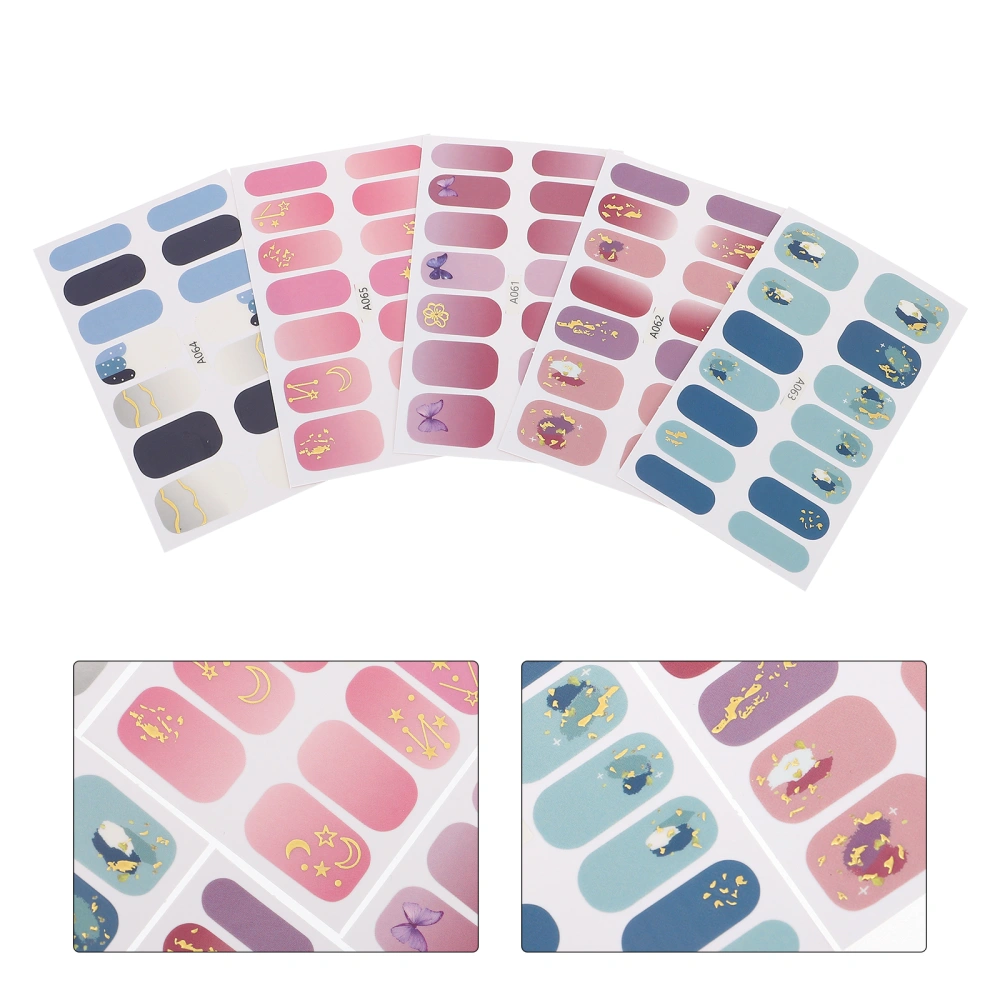 5 Sheets Nail Polish Decal Nail Polish Strips Full Cover Ultra-thin Nail Sticker(Mixed Style)