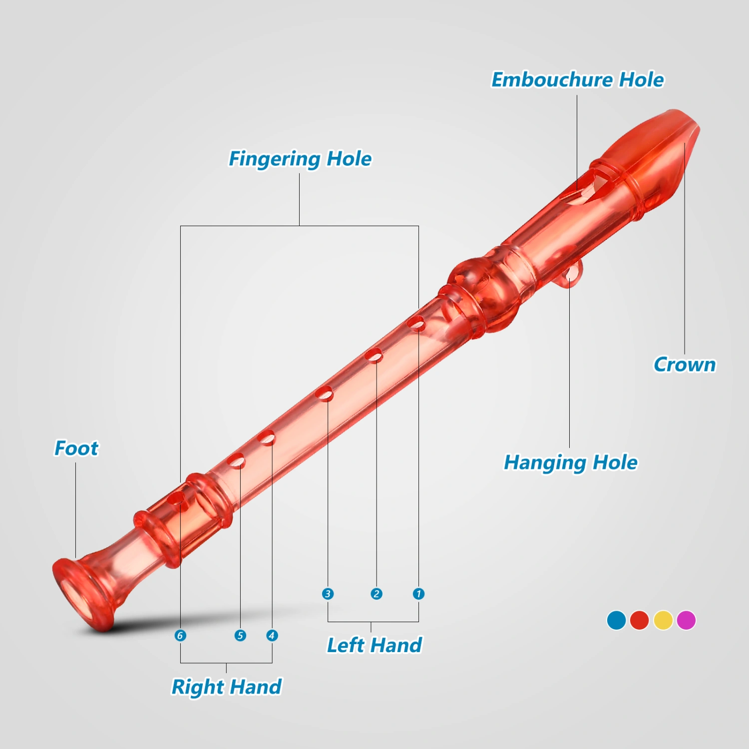 12 Pcs Soprano Recorder Instruments Transparent Flutes Musical Instruments Early Education Develop Recorders Musical Educational Toys for Kids
