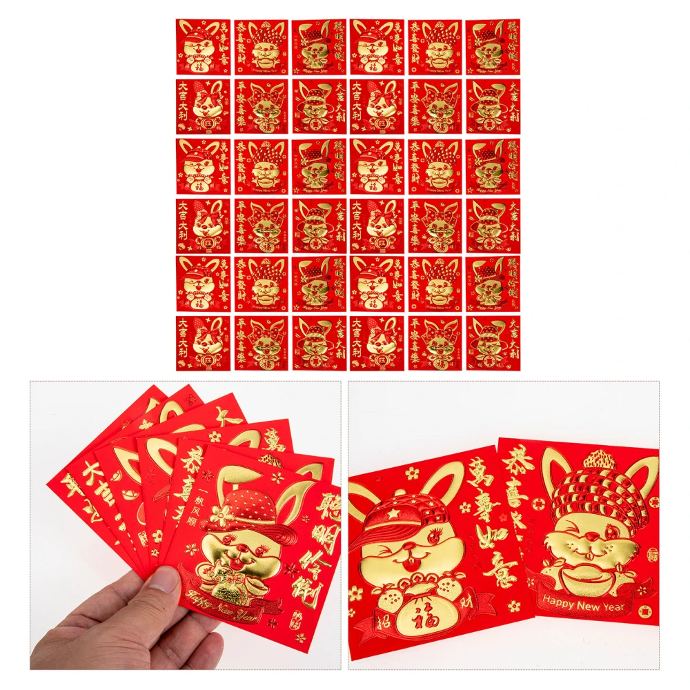 66pcs Chinese New Year Red Envelopes Folding Money Envelopes Mixed Style