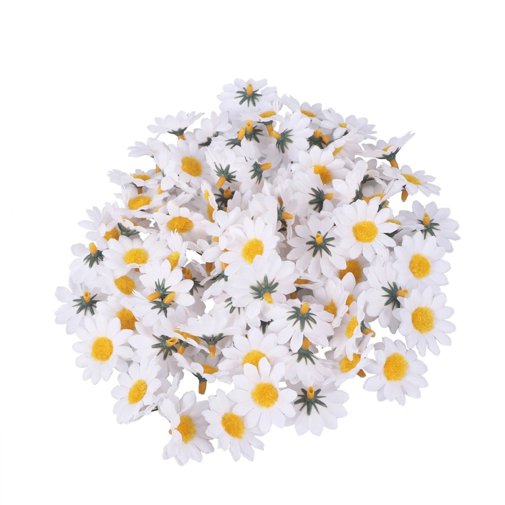 100pcs Artificial Gerbera Daisy Flowers Heads for DIY Wedding Party (White)