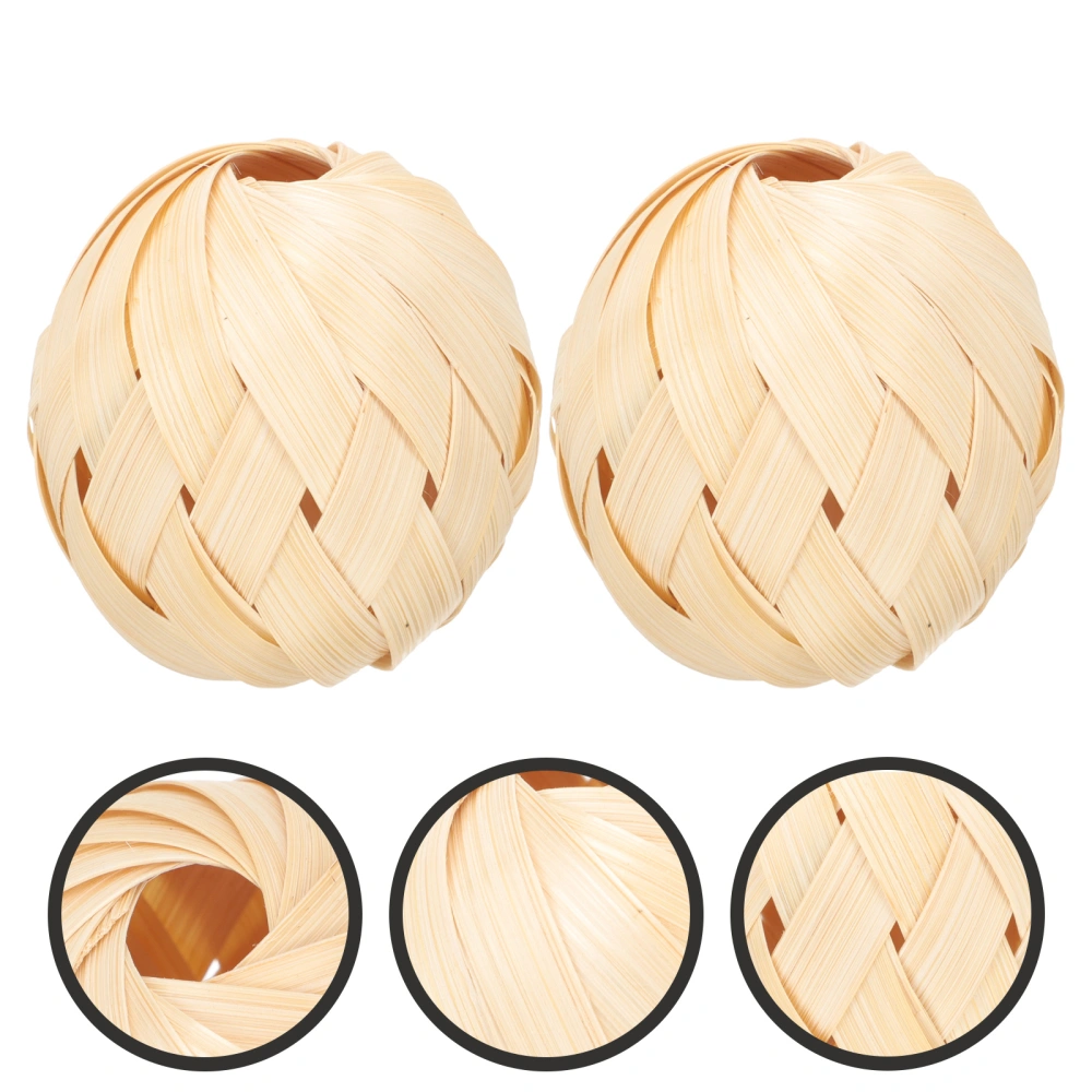 2pcs Woven Bamboo Ball Crafts Mini Egg Storage Baskets Small Lantern Bamboo Lampshade