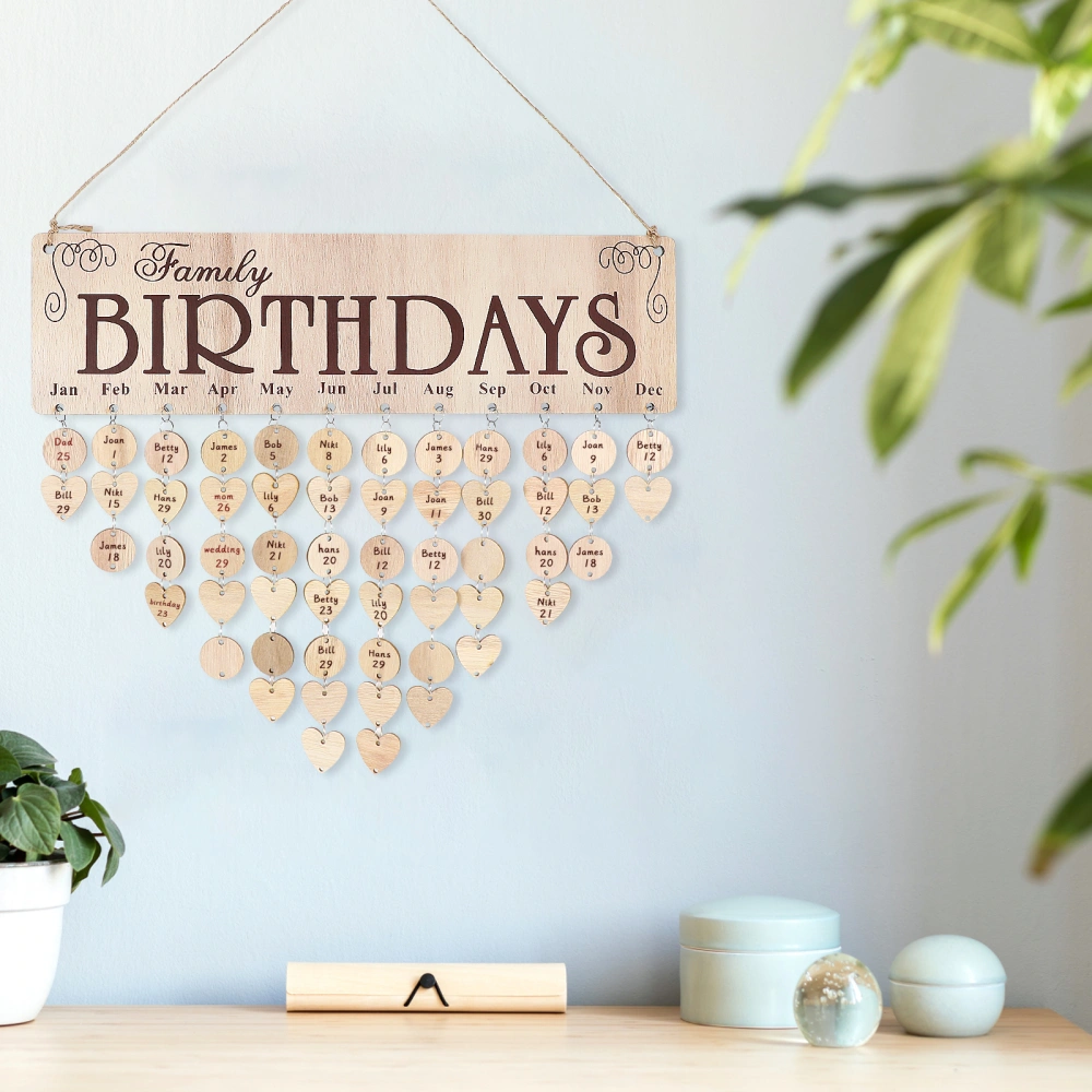 STOBOK 1 Set Birthday Calendar Board DIY Wooden Reminder Calendar DIY Wall Hanging Calendar Craft Plaque