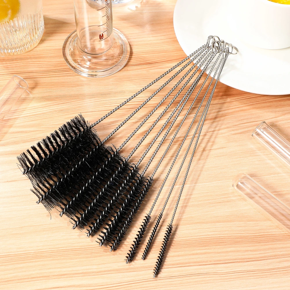 10 Pcs Stainless Steel Nylon Brushes Straw Cleaner Brushes Long Tube Cleaning Tools for Drinking Straws Glasses Keyboards