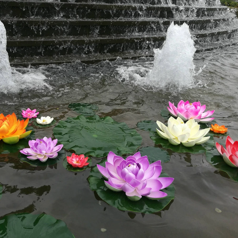 14Pcs Artificial Flowers Simulated Lotus-flower Decor Floating Lotus-flower Pool Flower Adornment