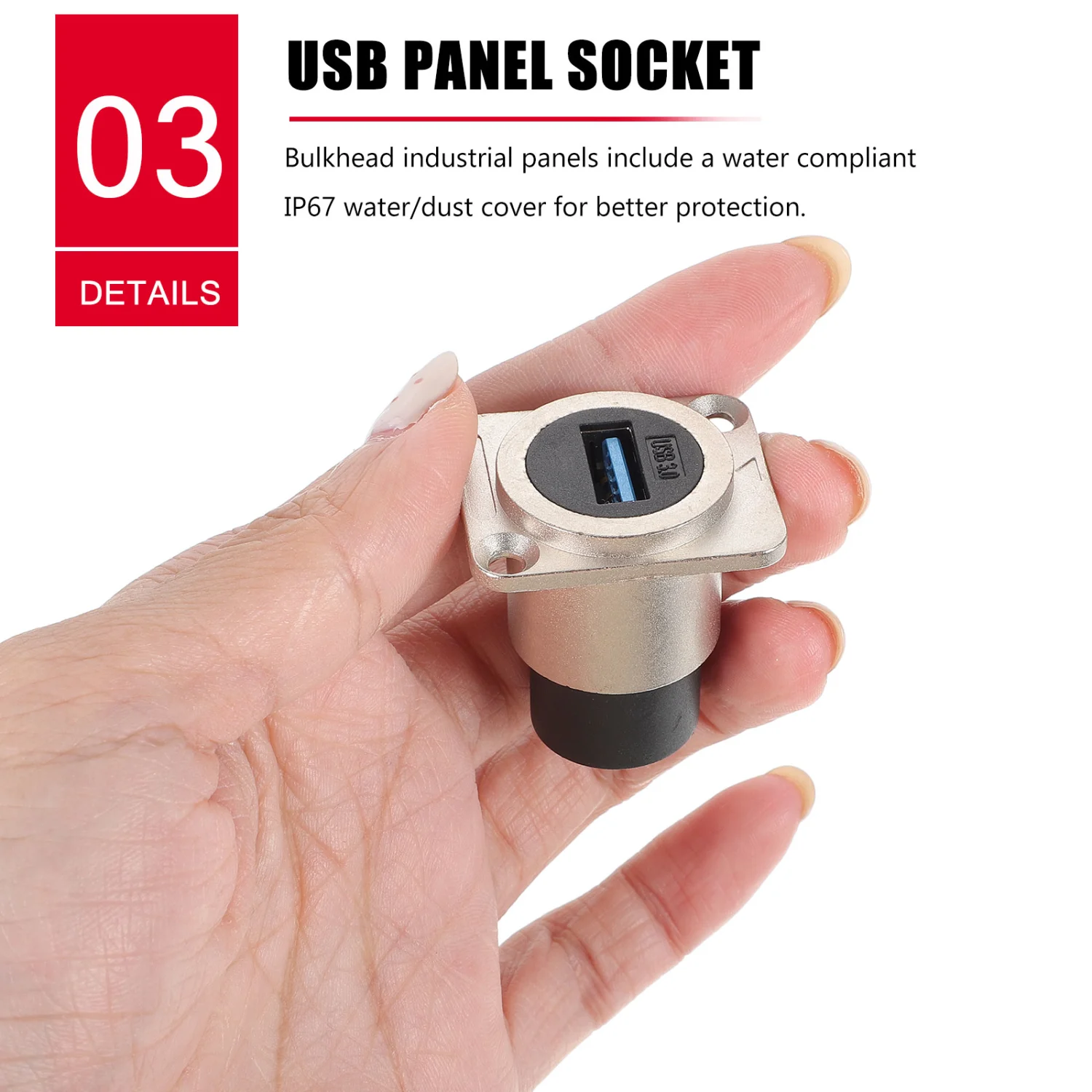 2pcs USB Bulkhead Connector USB 3.0 Panel Mount Coupler USB Flush Mount