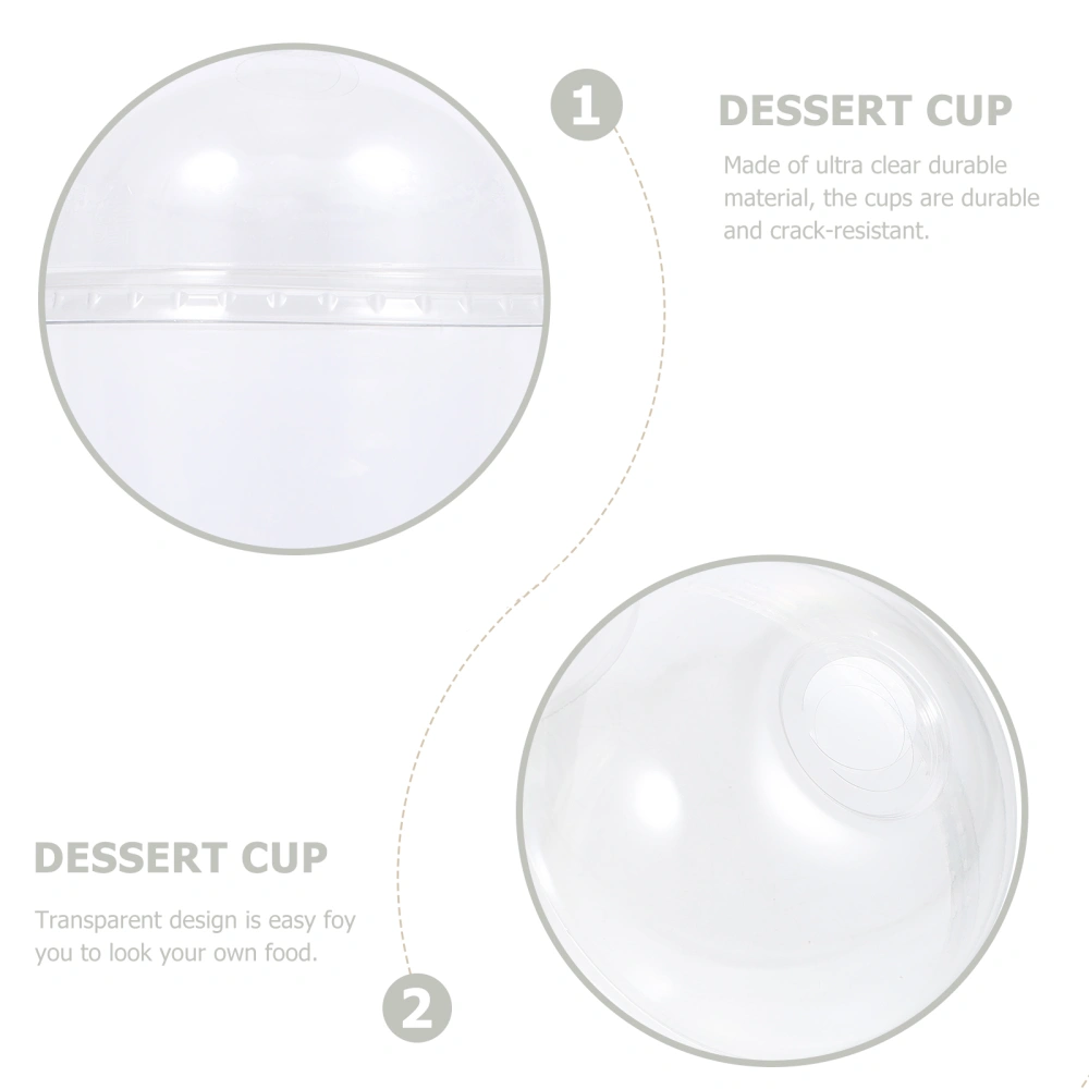 50pcs 250ml Disposable Dessert Cups Clear Salad Cups Dessert Cups with Cover