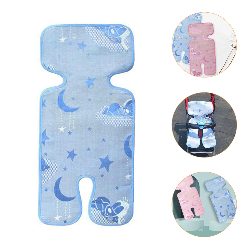 1pc Infant Stroller Cooling Pad Ice Silk Summer Mat  Cooling Pad (Sky-blue, Random Pattern)