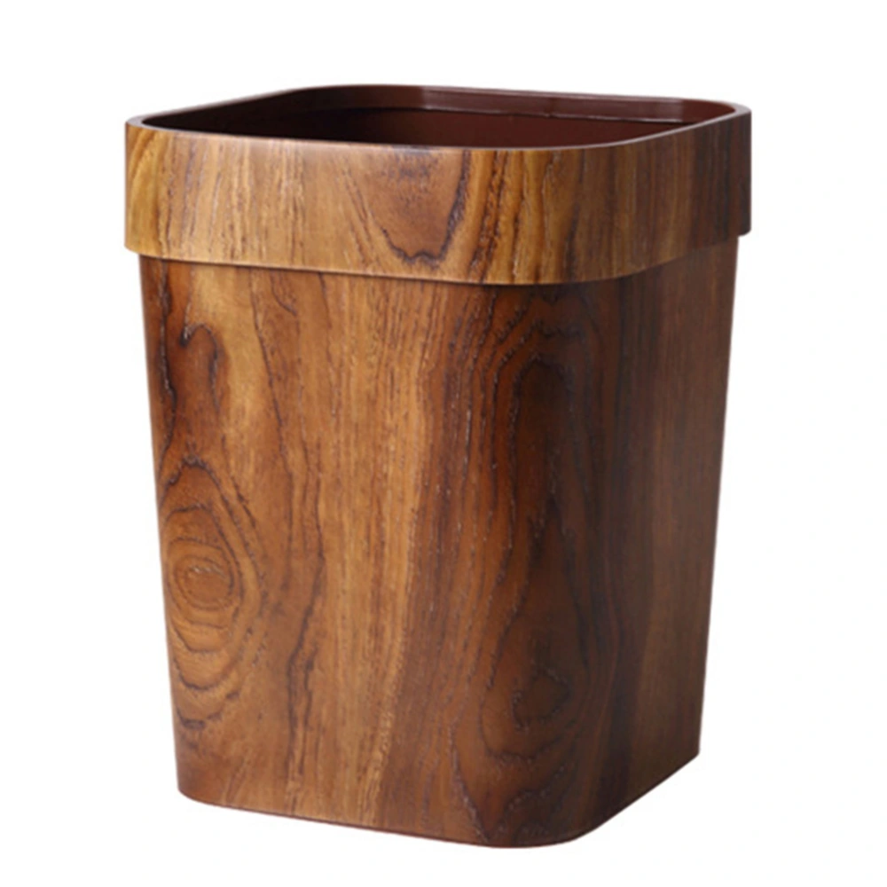 1PC Retro Creative Rubbish Bin Home Imitated Solid Wood Trash Can (L Size 14 L)