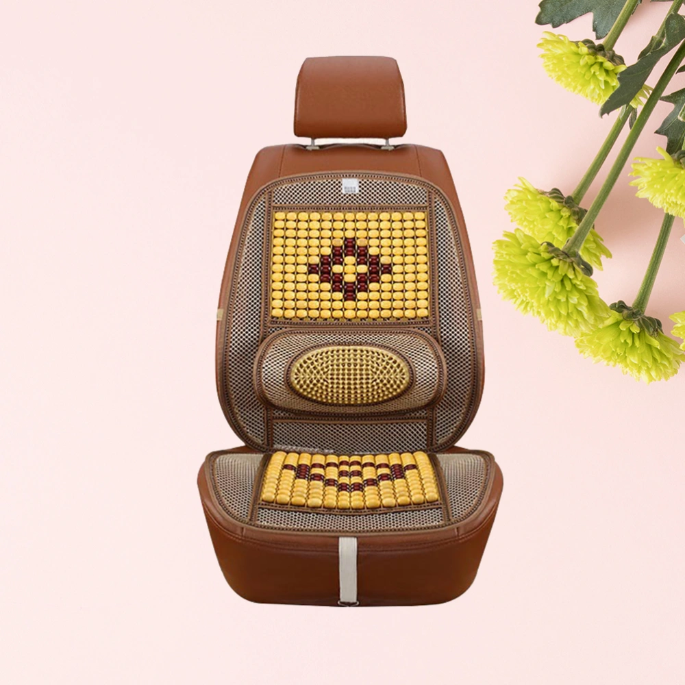 Car Seat Cover Summer Cool Wooden Beads Single Piece Ventilation Breathable Cool Pad Car Cushion Supplies (Random Pattern)