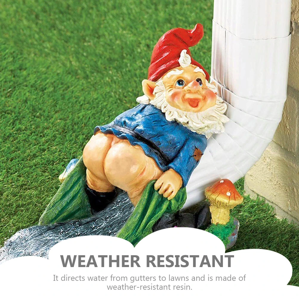 Resin Garden Gnome Downspout Cover Decorative Gutter Drain Spout Decoration