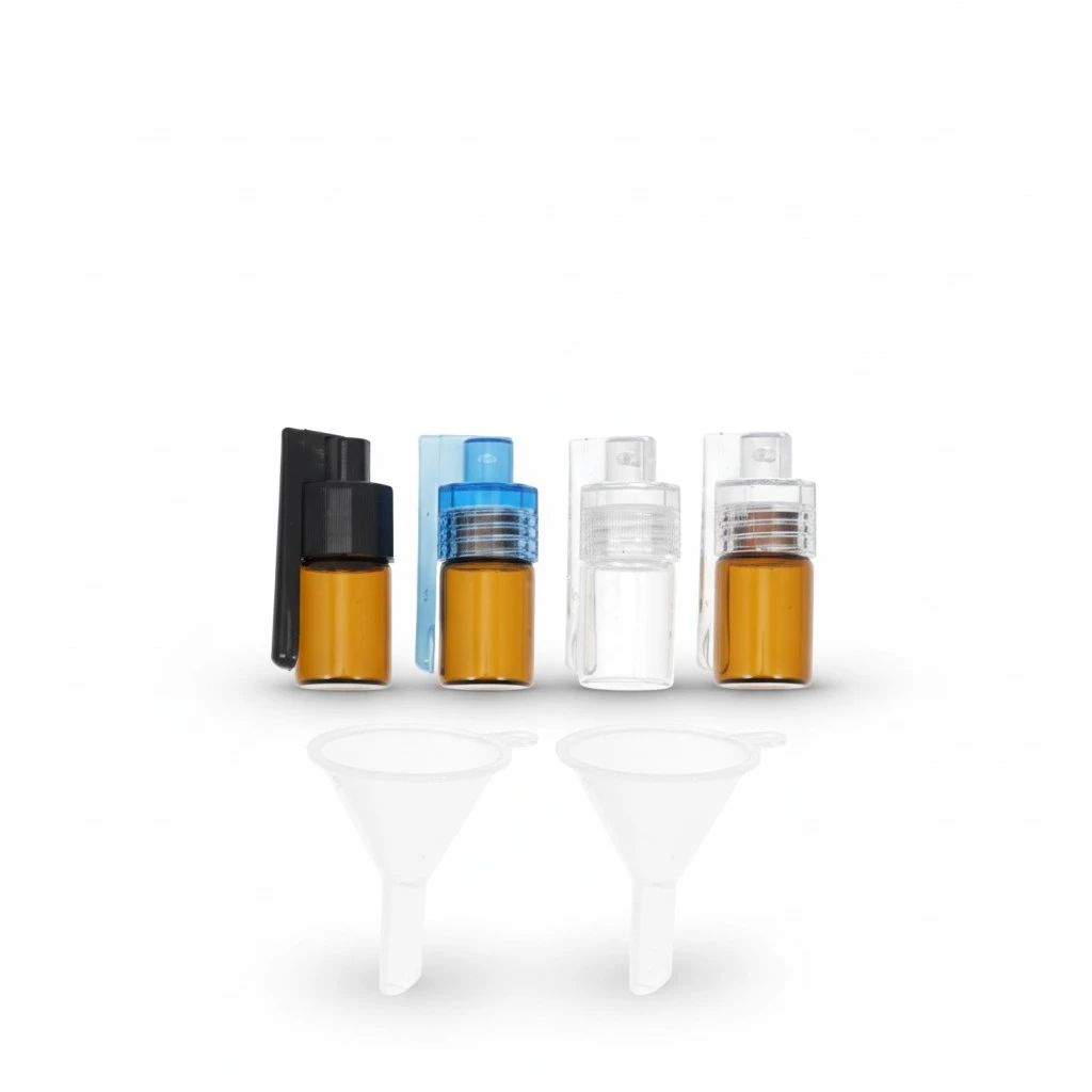 6pcs Snuff Bullet Bottle with Spoon Snuff Sniffer Containers Funnels Kit