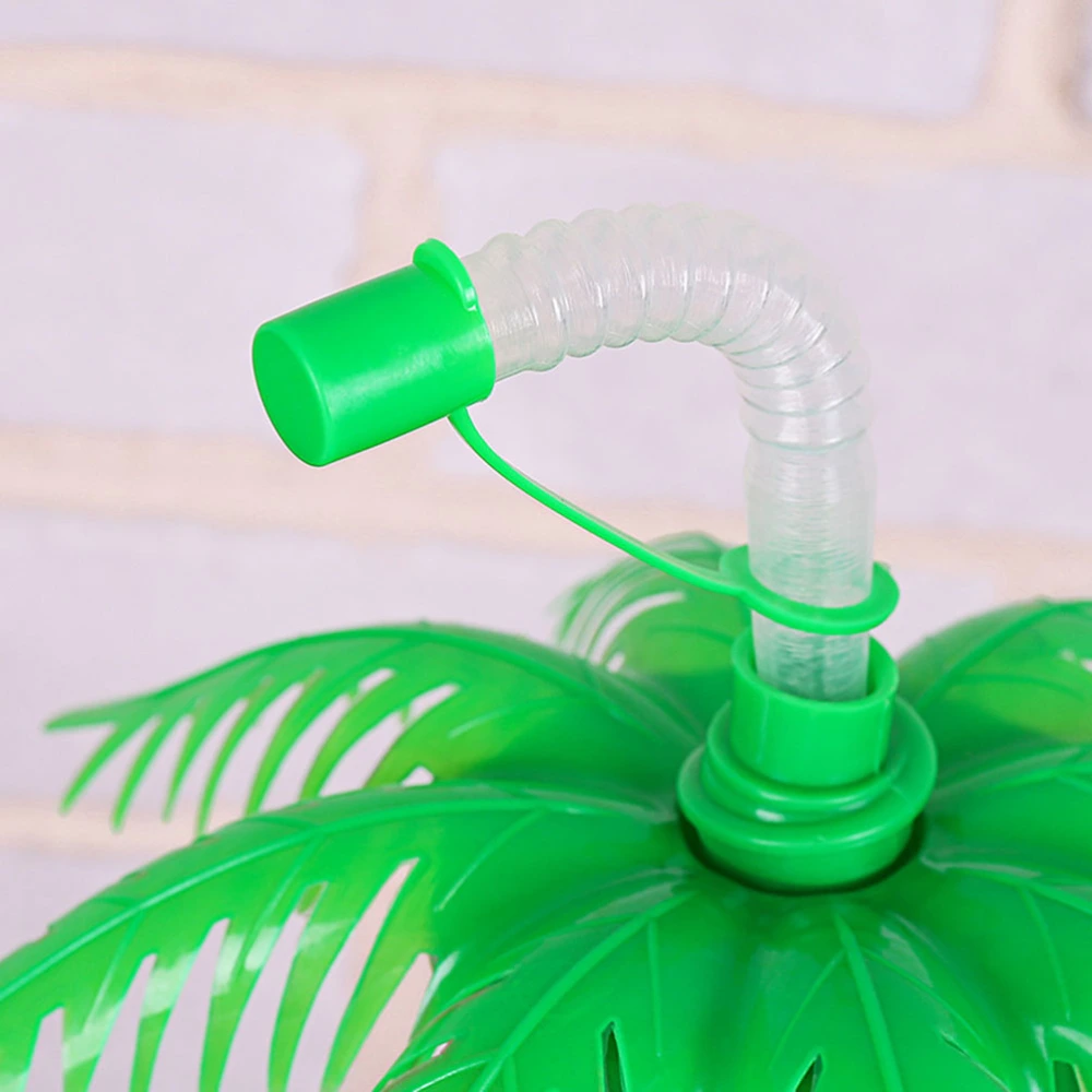 5pcs Plastic Bottle Straw Cup Coconut Tree Bottle Water Bottle Juice Cup Party Table Setup Creative Water Cup