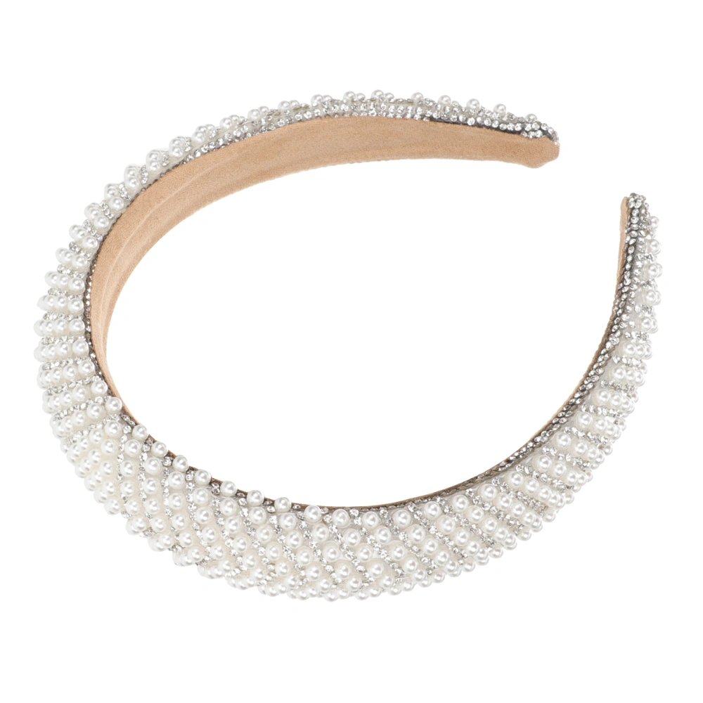 Baroque Rhinestone Headband Pearl Rhinestone Design Hair Hoop Women Headdress