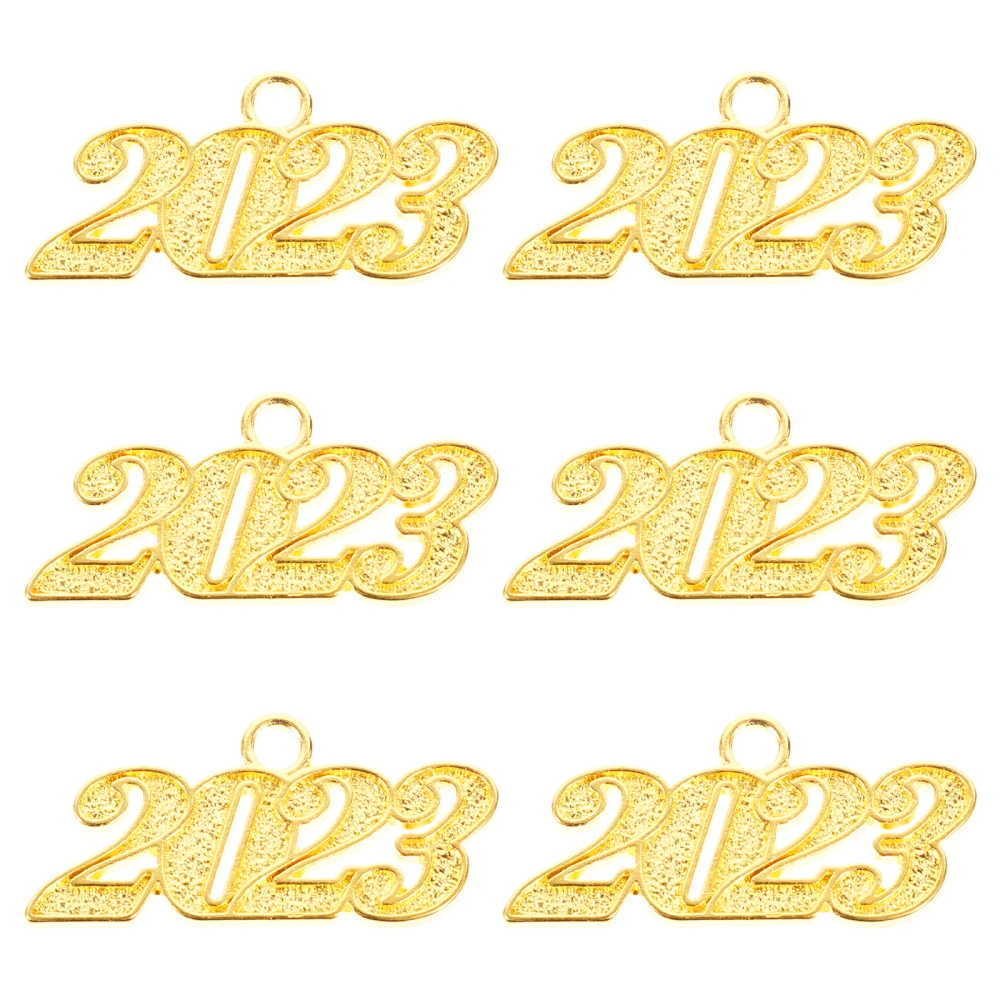 6pcs Alloy Graduation Hanging Charms 2023 Number Pattern Pendant Decors